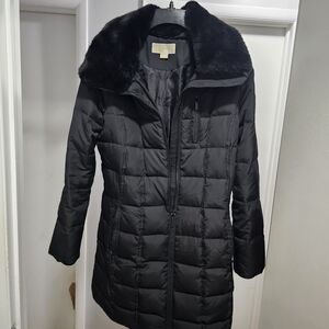 Coach Black Puffer Jacket with Faux Fur Collar